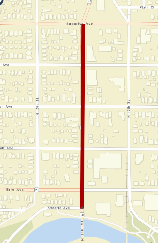 north 14th street, ontario avenue, superior avenue, road closure, lane closure